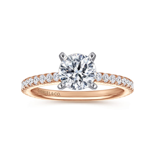14K White-Rose Gold Round Diamond Engagement Ring