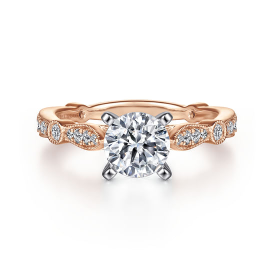 Gabriel - 14K White-Rose Gold Round Diamond Engagement Ring