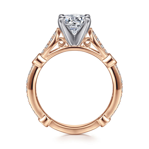 14K White-Rose Gold Round Diamond Engagement Ring