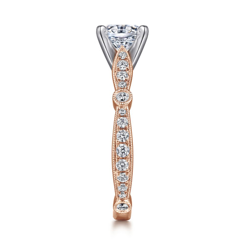 14K White-Rose Gold Round Diamond Engagement Ring