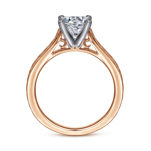 14K White-Rose Gold Round Diamond Engagement Ring