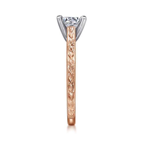 14K White-Rose Gold Round Diamond Engagement Ring