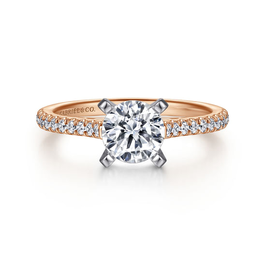 Gabriel - 14K White-Rose Gold Round Diamond Engagement Ring