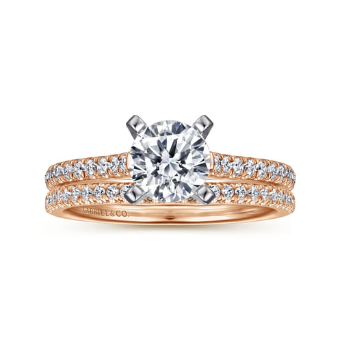 14K White-Rose Gold Round Diamond Engagement Ring
