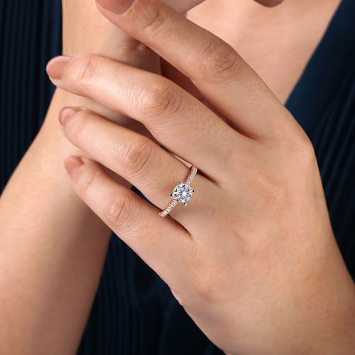 14K White-Rose Gold Round Diamond Engagement Ring