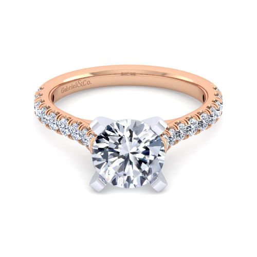 14K White-Rose Gold Round Diamond Engagement Ring