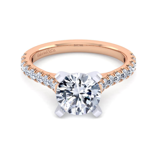 Gabriel - 14K White-Rose Gold Round Diamond Engagement Ring