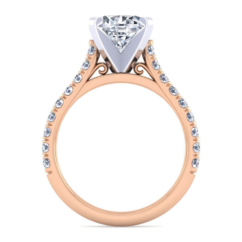 14K White-Rose Gold Round Diamond Engagement Ring