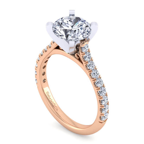 14K White-Rose Gold Round Diamond Engagement Ring