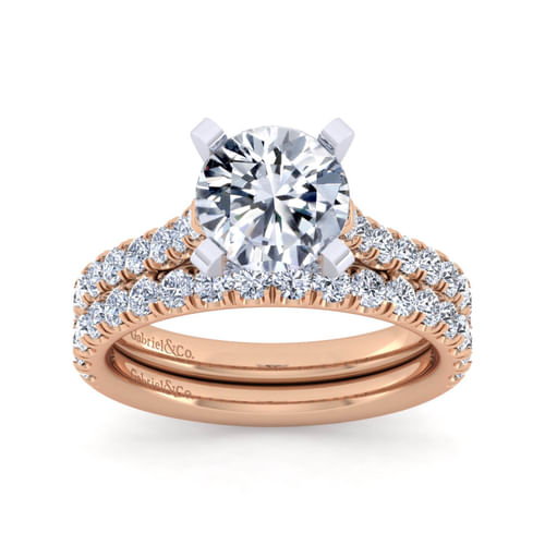 14K White-Rose Gold Round Diamond Engagement Ring