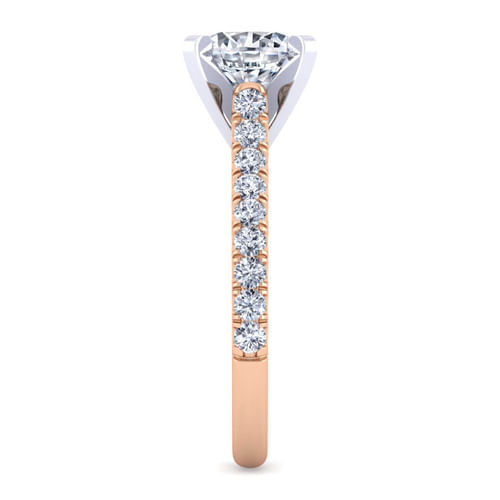 14K White-Rose Gold Round Diamond Engagement Ring