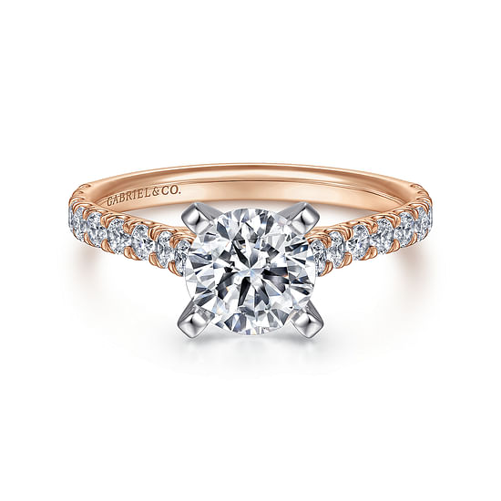 Gabriel - 14K White-Rose Gold Round Diamond Engagement Ring