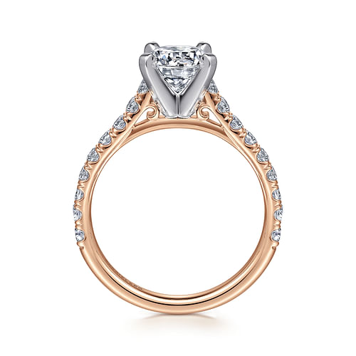 14K White-Rose Gold Round Diamond Engagement Ring