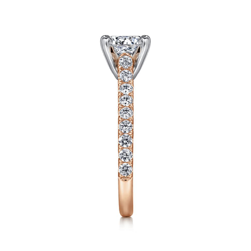 14K White-Rose Gold Round Diamond Engagement Ring