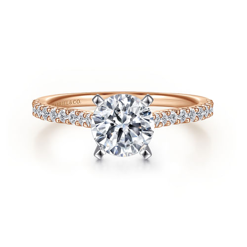 14K White-Rose Gold Round Diamond Engagement Ring