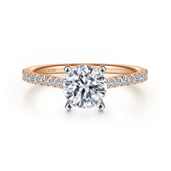 Gabriel - 14K White-Rose Gold Round Diamond Engagement Ring