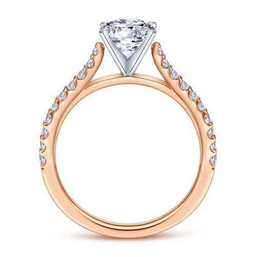 14K White-Rose Gold Round Diamond Engagement Ring