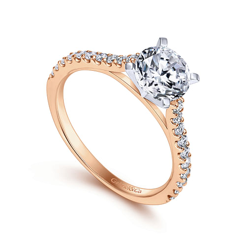 14K White-Rose Gold Round Diamond Engagement Ring