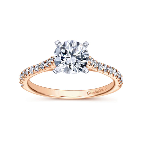 14K White-Rose Gold Round Diamond Engagement Ring