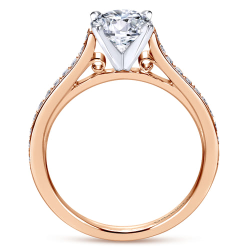 14K White-Rose Gold Round Diamond Engagement Ring