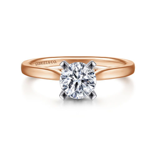 14K White-Rose Gold Round Diamond Engagement Ring
