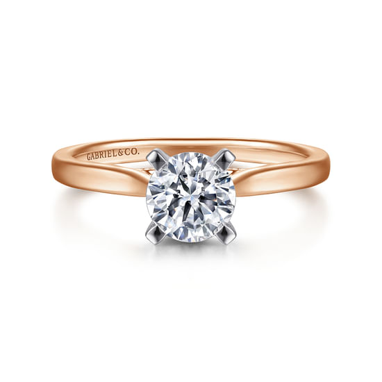Gabriel - 14K White-Rose Gold Round Diamond Engagement Ring