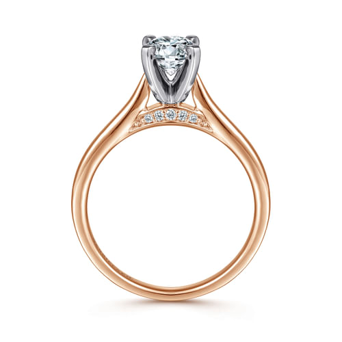 14K White-Rose Gold Round Diamond Engagement Ring