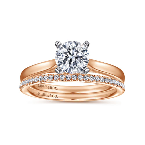 14K White-Rose Gold Round Diamond Engagement Ring