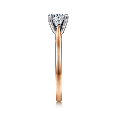 14K White-Rose Gold Round Diamond Engagement Ring