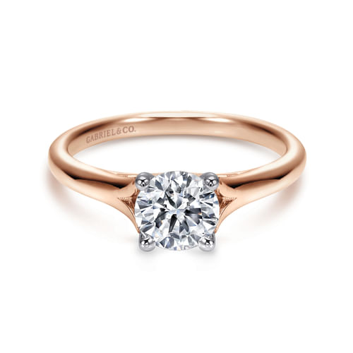 14K White-Rose Gold Round Diamond Engagement Ring
