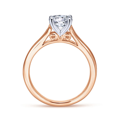 14K White-Rose Gold Round Diamond Engagement Ring