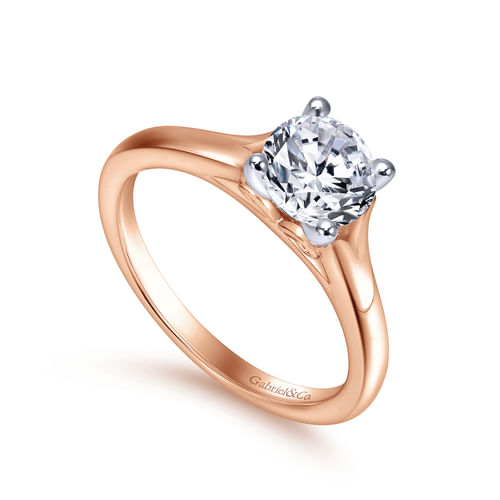 14K White-Rose Gold Round Diamond Engagement Ring