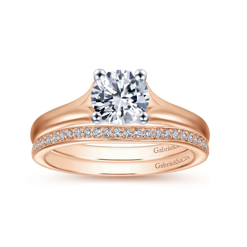 14K White-Rose Gold Round Diamond Engagement Ring