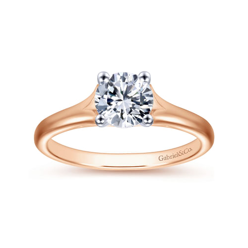 14K White-Rose Gold Round Diamond Engagement Ring