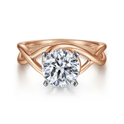 14K White-Rose Gold Round Diamond Engagement Ring