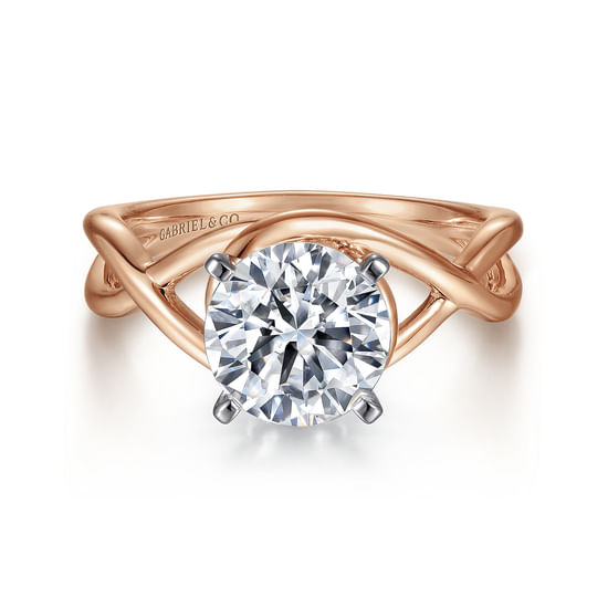 Gabriel - 14K White-Rose Gold Round Diamond Engagement Ring