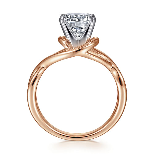 14K White-Rose Gold Round Diamond Engagement Ring