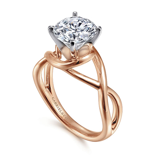 14K White-Rose Gold Round Diamond Engagement Ring