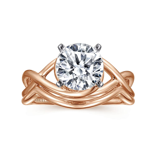 14K White-Rose Gold Round Diamond Engagement Ring