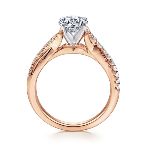 14K White-Rose Gold Round Diamond Twisted Engagement Ring
