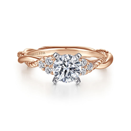 Gabriel - 14K White-Rose Gold Round Diamond Twisted Engagement Ring