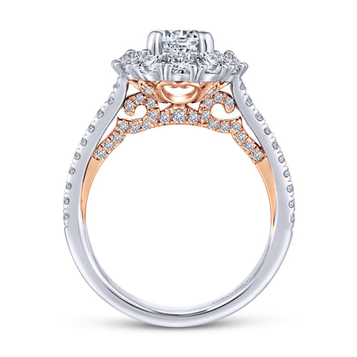 14K White-Rose Gold Round Double Halo Diamond Engagement Ring 14K White-Rose Gold Round Double Halo Diamond Engagement Ring