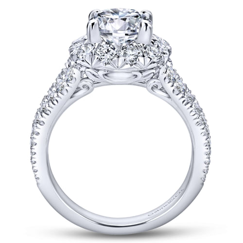 14K White-Rose Gold Round Halo Diamond Engagement Ring