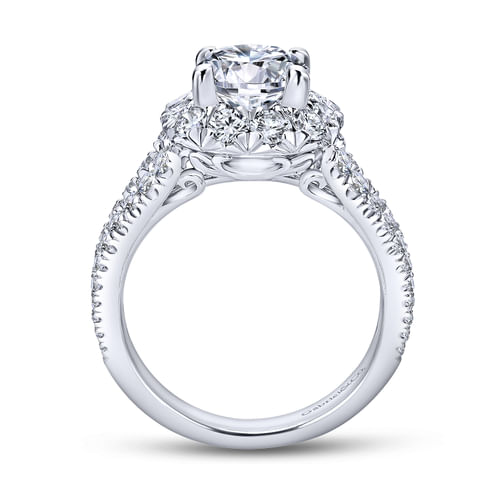 14K White-Rose Gold Round Halo Diamond Engagement Ring