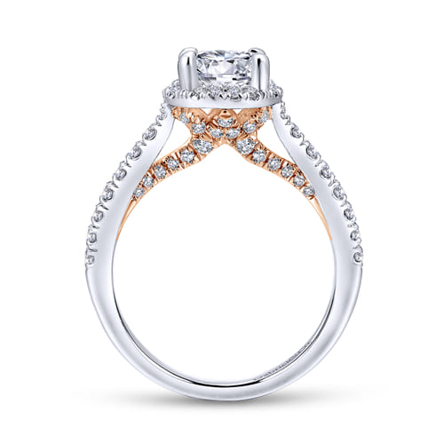 14K White-Rose Gold Round Halo Diamond Engagement Ring 14K White-Rose Gold Round Halo Diamond Engagement Ring