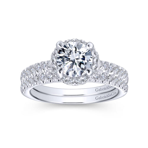 14K White-Rose Gold Round Halo Diamond Engagement Ring 14K White-Rose Gold Round Halo Diamond Engagement Ring