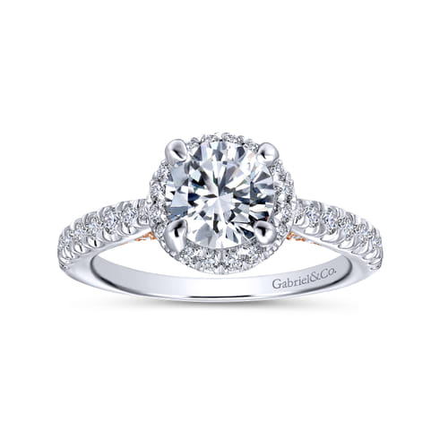 14K White-Rose Gold Round Halo Diamond Engagement Ring 14K White-Rose Gold Round Halo Diamond Engagement Ring