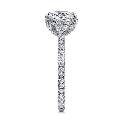 14K White-Rose Gold Round Halo Diamond Engagement Ring