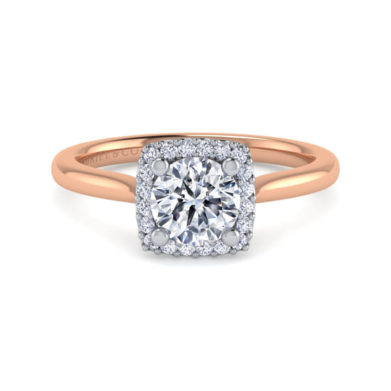 Gabriel - 14K White-Rose Gold Round Halo Diamond Engagement Ring