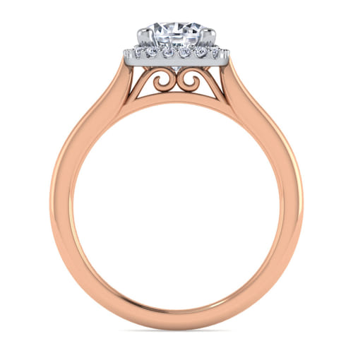 14K White-Rose Gold Round Halo Diamond Engagement Ring 14K White-Rose Gold Round Halo Diamond Engagement Ring